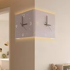 Wall clock lamp fitted to a corner in a modern home