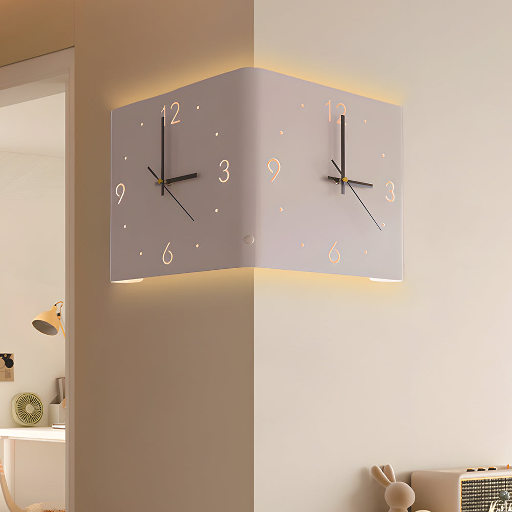 Backlit Wall Clock Lamp, Modern Square Metal and Acrylic Ambient Light for Bedrooms and Studies, Silent Movement with USB Charging