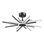 Black minimalist starburst ceiling fan light, product view