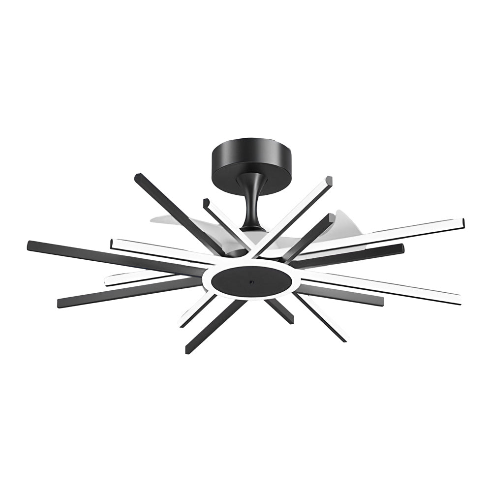 Ceiling Fan with Light, Modern Starburst LED Fixture for Living Room and Bedroom, Concealed Blades with Six Speeds and Reverse Mode