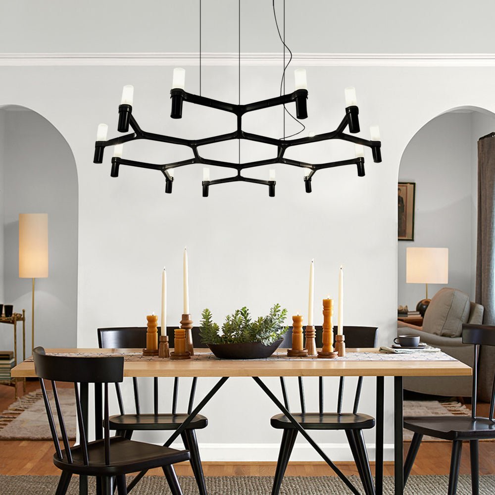 Frosted glass tiered geometric chandelier, fourth product view