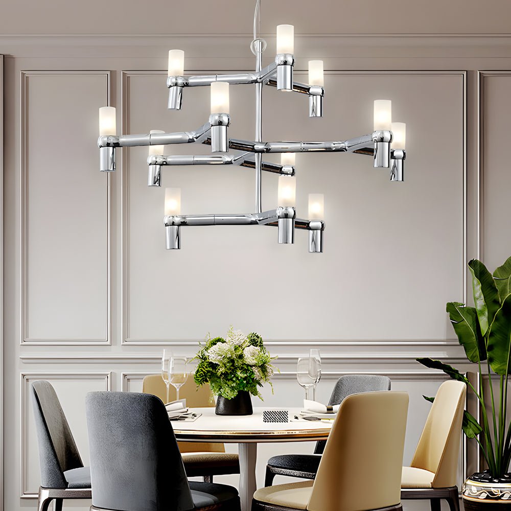 Frosted glass tiered geometric chandelier, main product view