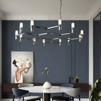 Frosted glass tiered geometric chandelier, third product view