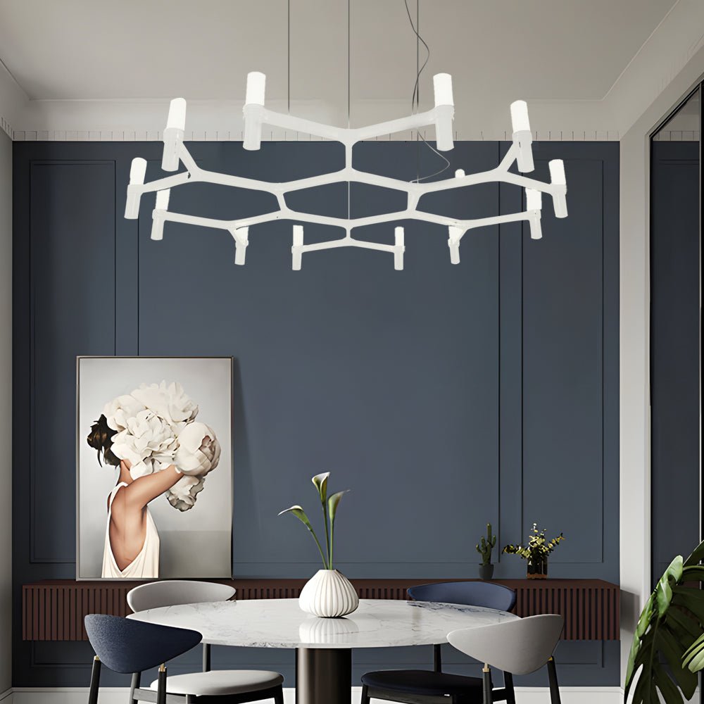 Frosted glass tiered geometric chandelier, second product view