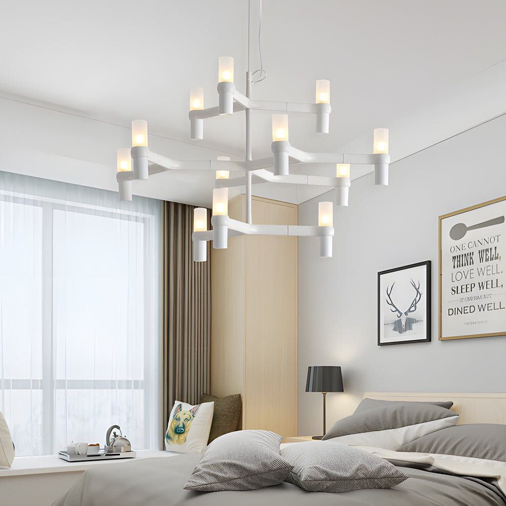 Frosted glass tiered geometric chandelier, fifth product view