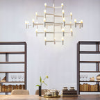 Frosted glass tiered geometric chandelier, seventh product view