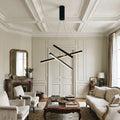 Staircase Chandelier, Black Iron and Aluminum LED Ceiling Light for Stairwell, Remote Dimmable
