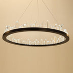 Black metal crystal ring chandelier, eighth product view