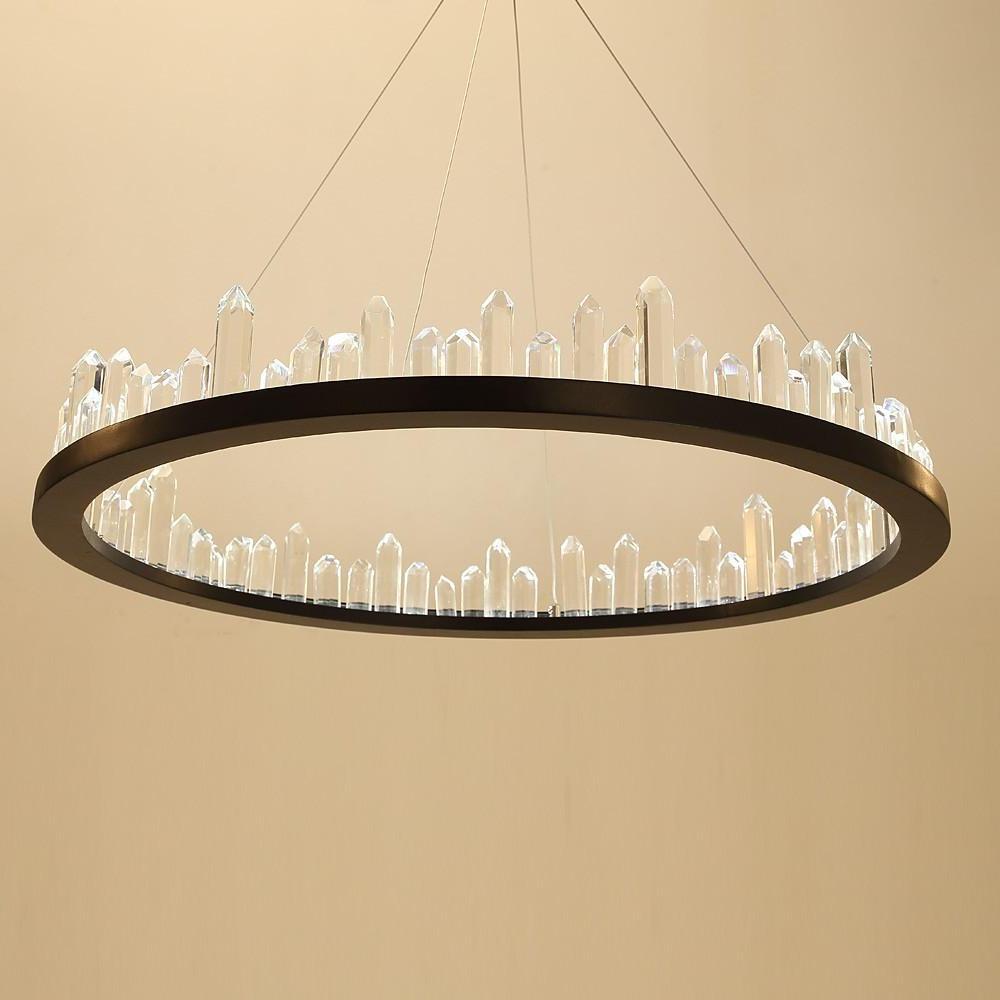 Black metal crystal ring chandelier, eighth product view