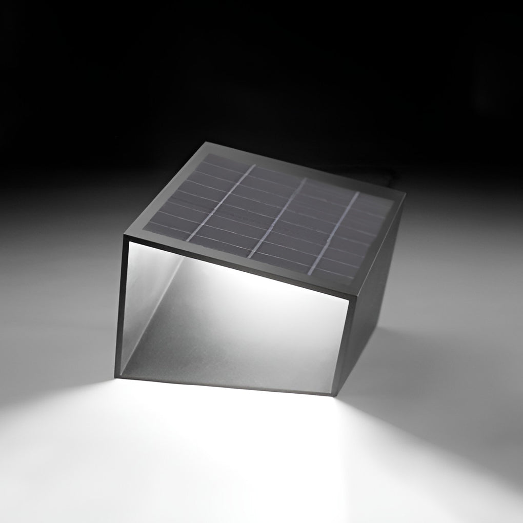 Cube Path Light, Geometric Stainless Steel and Glass LED Landscape Lamp for Garden and Walkway, Solar or Hardwired in Two Sizes