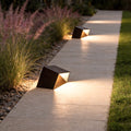 Cube Path Light, Geometric Stainless Steel and Glass LED Landscape Lamp for Garden and Walkway, Solar or Hardwired in Two Sizes