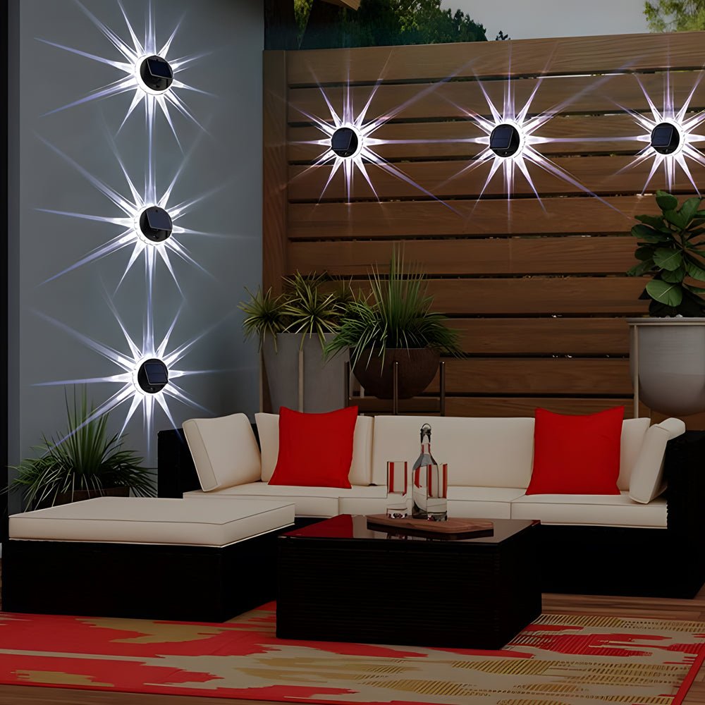 Solar Patio Wall Light, Petal-Design LED Outdoor Sconce for Decks and Fences, Remote-Controlled Modes with RGB Option