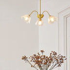 Designer flower glass chandelier hanging in a living space