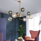 Detail of the multi-bulb arms on the ceiling light