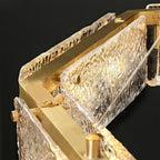 Detailed view of the glass texture and gold trim