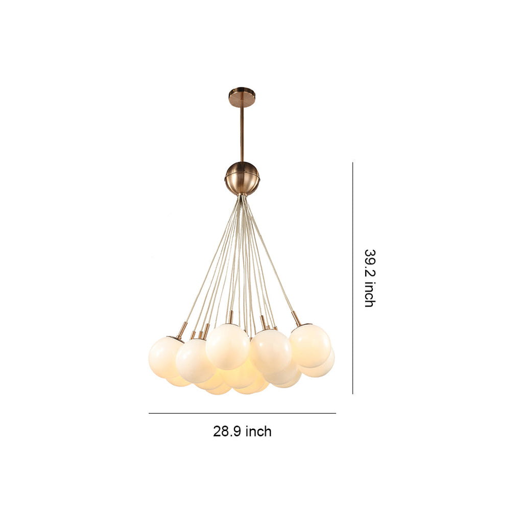 Bubble Glass Chandelier, Gold Metal and Clear Glass Globe Ceiling Light for Dining Room