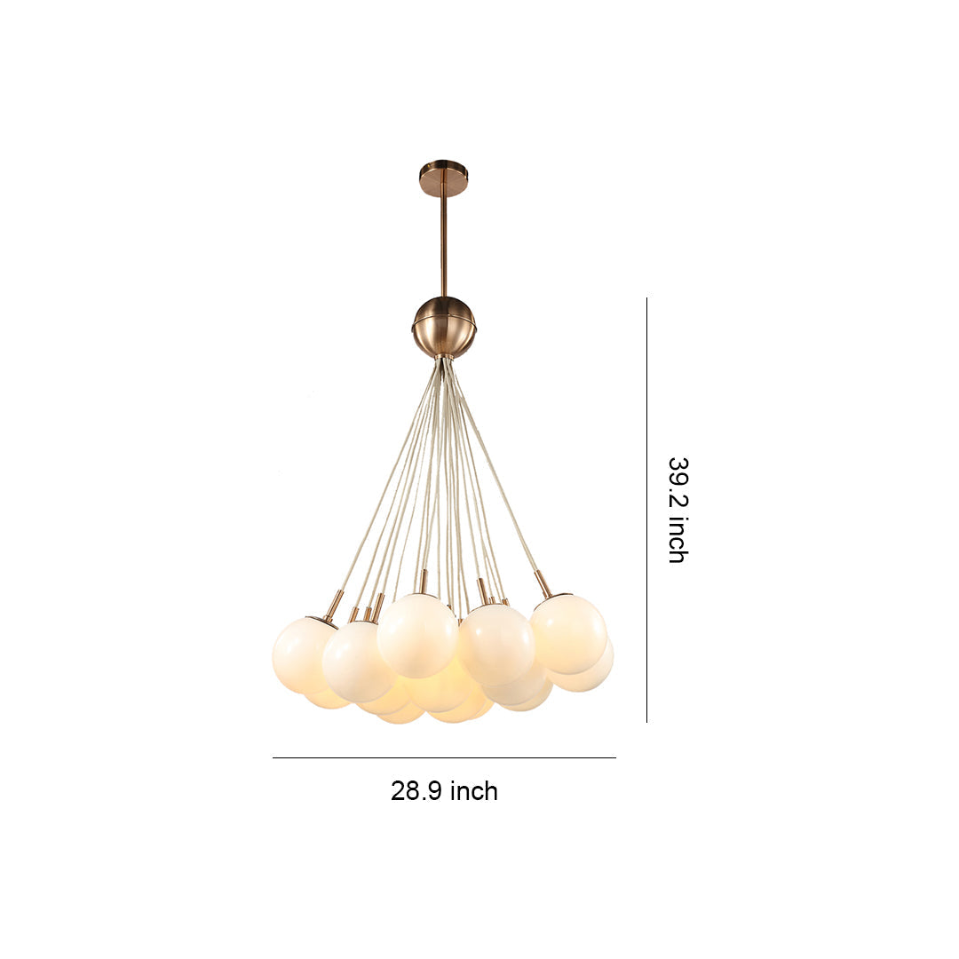 Bubble Glass Chandelier, Gold Metal and Clear Glass Globe Ceiling Light for Dining Room