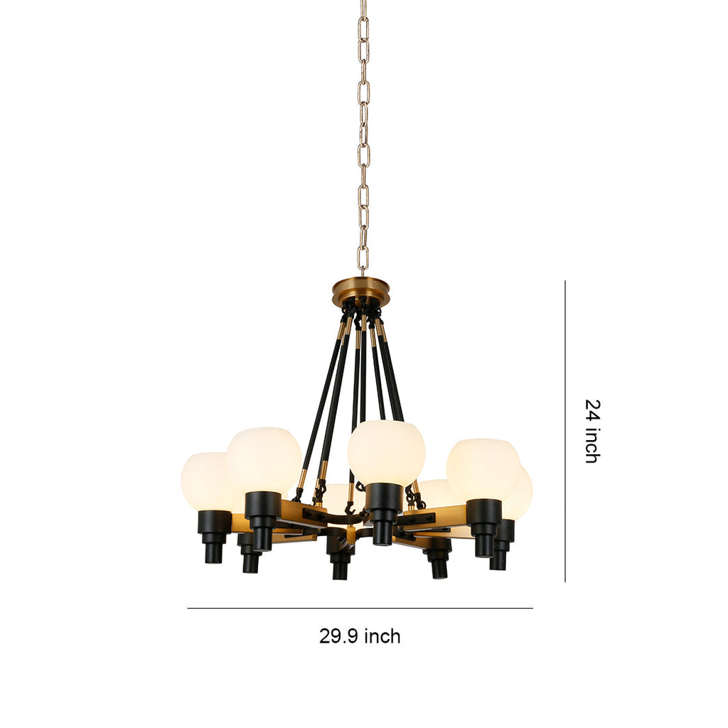 Dimension diagram for the 27 inch wide bronze chandelier