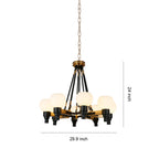 Dimension diagram for the 27 inch wide bronze chandelier