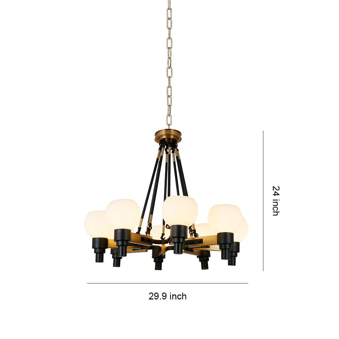 Dimension diagram for the 27 inch wide bronze chandelier