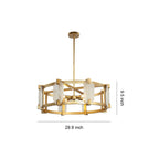 Dimension diagram for the low profile round glass chandelier