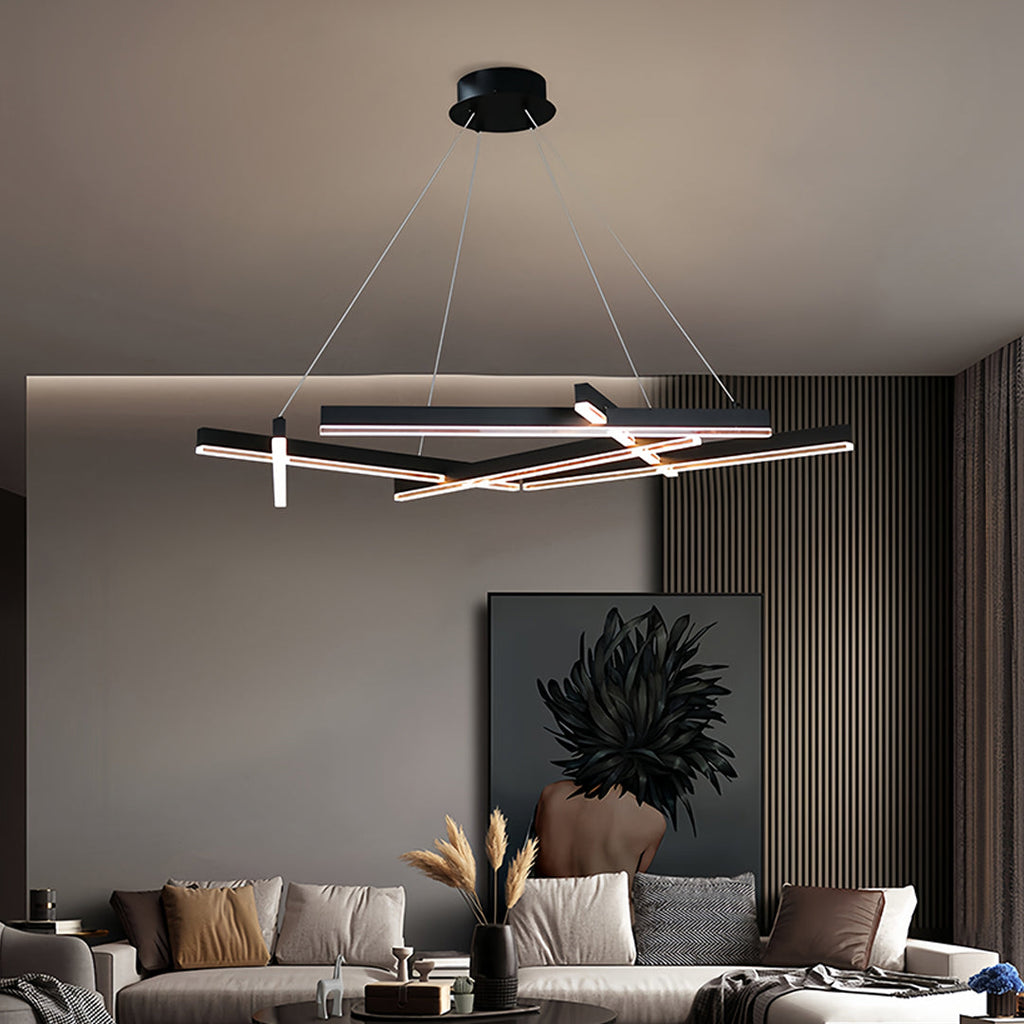 Branch Chandelier, Matte Black Aluminum LED Ceiling Light for Dining Room, Dimmable
