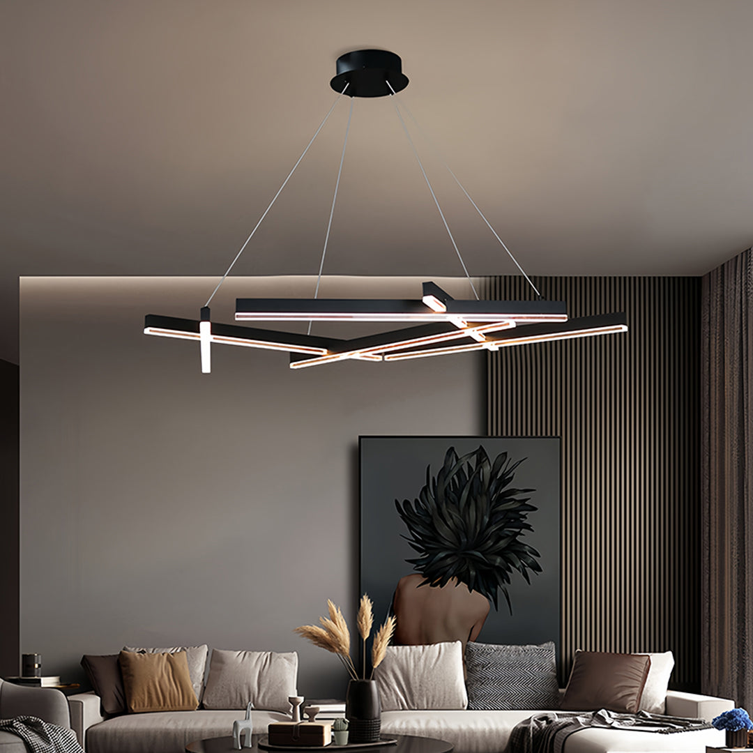Branch Chandelier, Matte Black Aluminum LED Ceiling Light for Dining Room, Dimmable