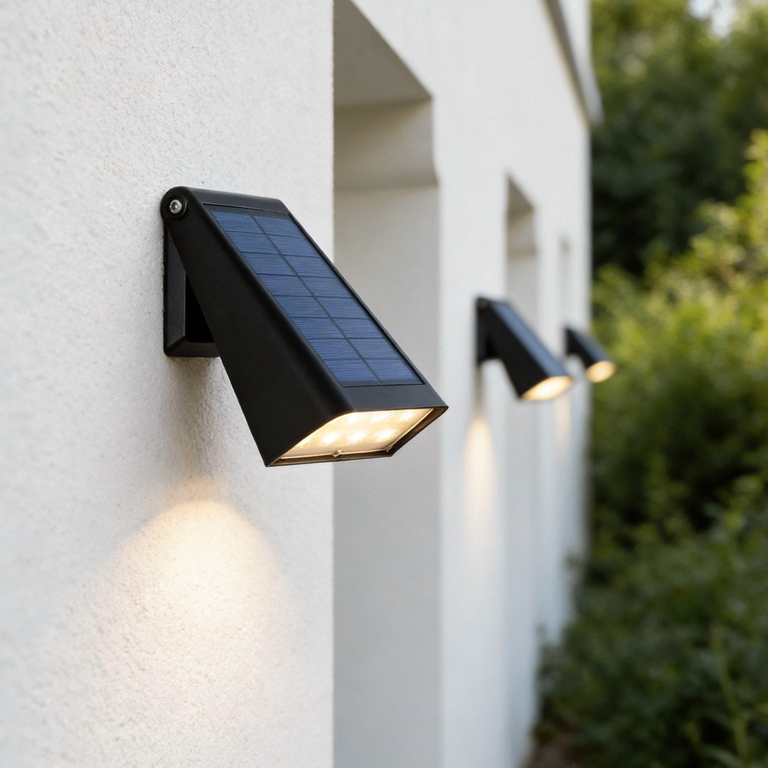 Solar Down Light Wall Sconce, Modern Black Waterproof LED Downlight for Fences, Decks and Entry Walls, Sets of 2 to 30