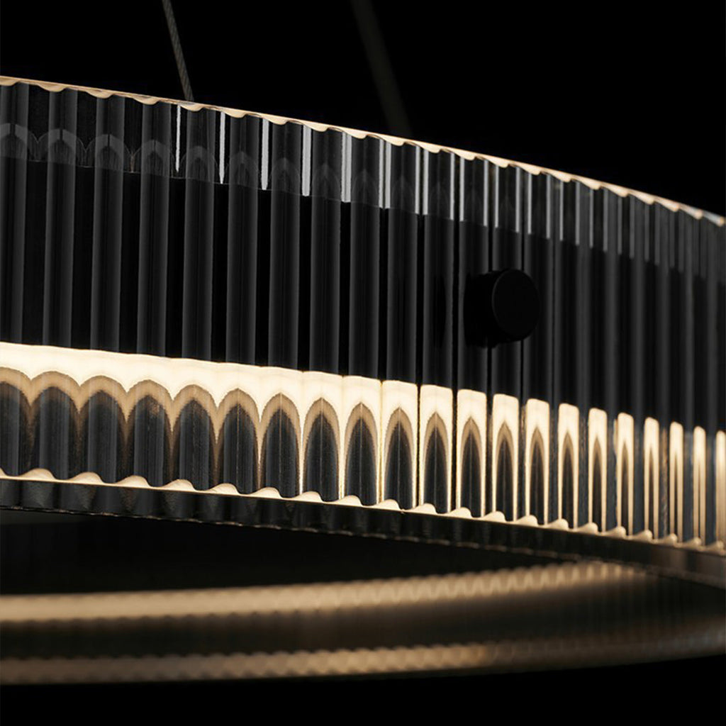 Ring Chandelier, Black Aluminum Minimalist LED Ceiling Light for Living Room, CRI 97 Full-Spectrum