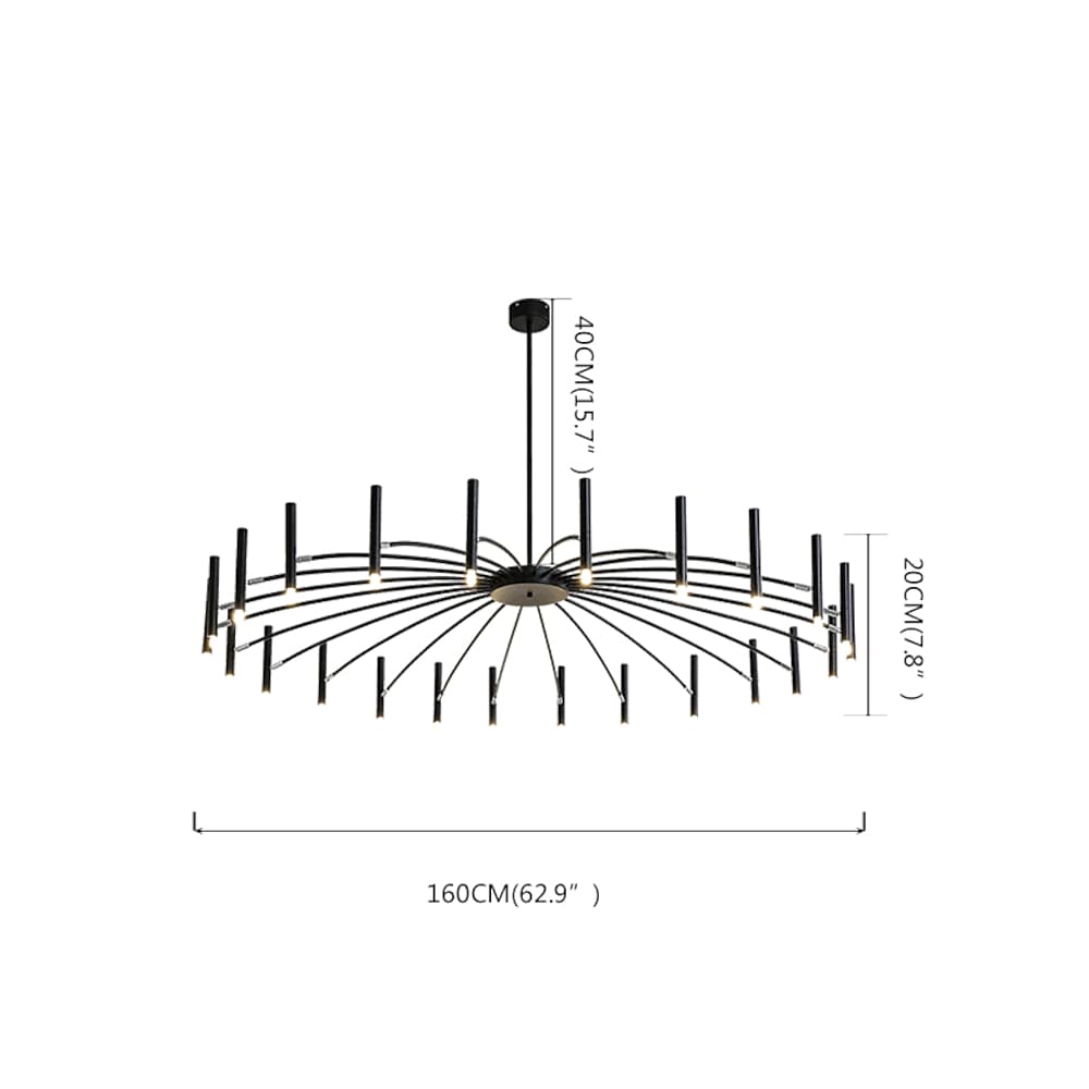 Black 24-light sputnik chandelier, fifth product view