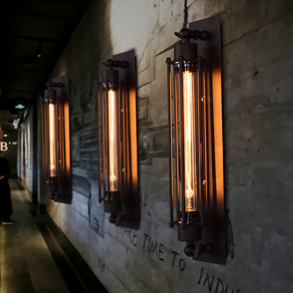 Vintage Industrial Wall Sconce, Black Iron Linear Lamp for Hallways, Bedsides and Exposed-Brick Interiors, Sets of 1 to 30