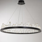 Black metal crystal ring chandelier, sixth product view