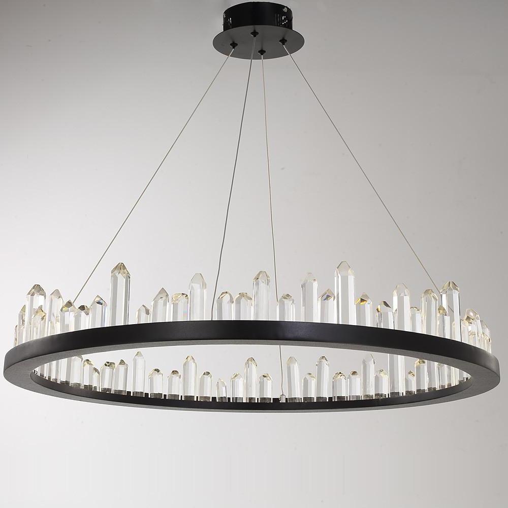 Black metal crystal ring chandelier, sixth product view