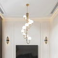 Elegant black spiral globe chandelier with clear glass globes