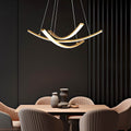 Pendant Light, Curved Copper Strip LED Ceiling Fixture for Living Room, 3-Step Dimming