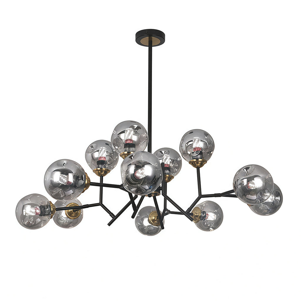 Elegant glass globes set on a black iron frame