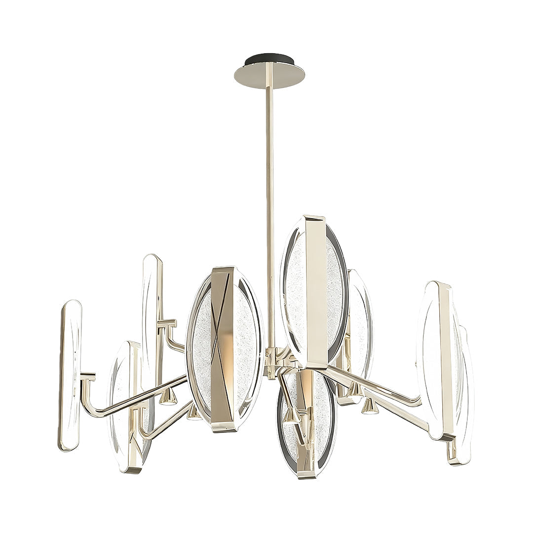 Organic curved vertical arms on the gold chandelier