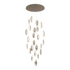 Circular waterfall of crystal on the chandelier