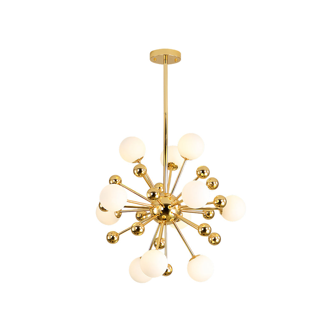 Gold sputnik chandelier with its many radiating arms