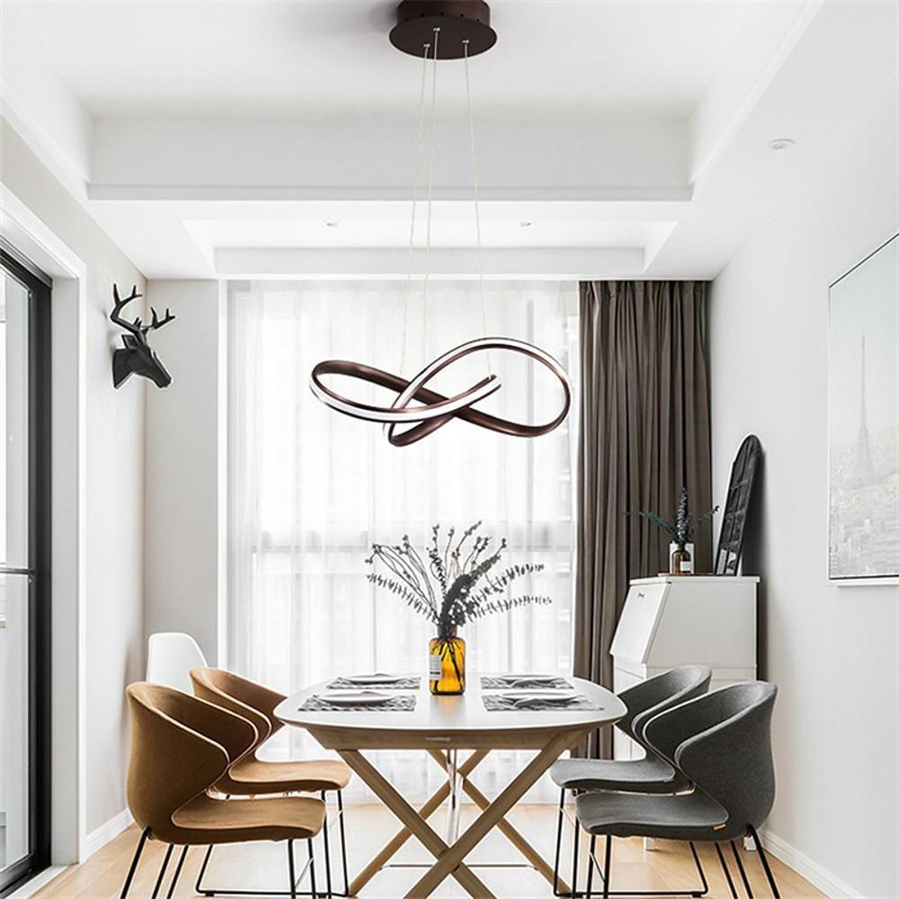 Elegant mobius ring pendant fixture in a commercial space