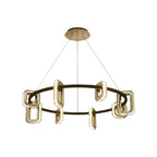 Circular brass ring with rectangular lantern pendants