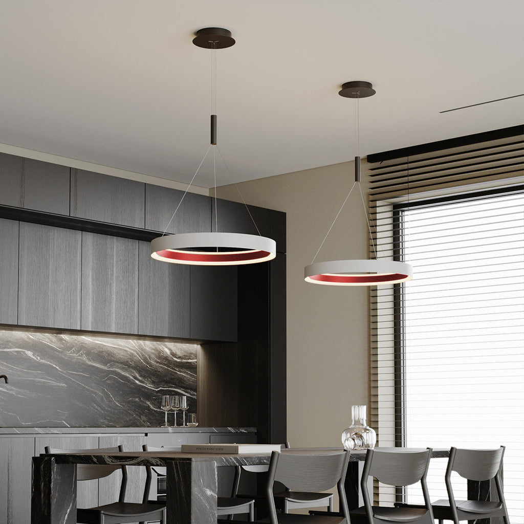 Ring Chandelier, Iron and Aluminum Minimalist LED Ceiling Light for Living Room, Warm 3000K
