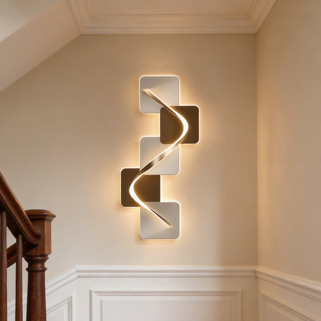 Wave Pattern Wall Sconce, Geometric Crystal Ceramic LED Art Light for Living Rooms and Bedrooms, USB-Powered Backlit Panel