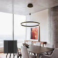 Ring Pendant Light, Matte Black Aluminum LED Chandelier for Dining Room, Dimmable