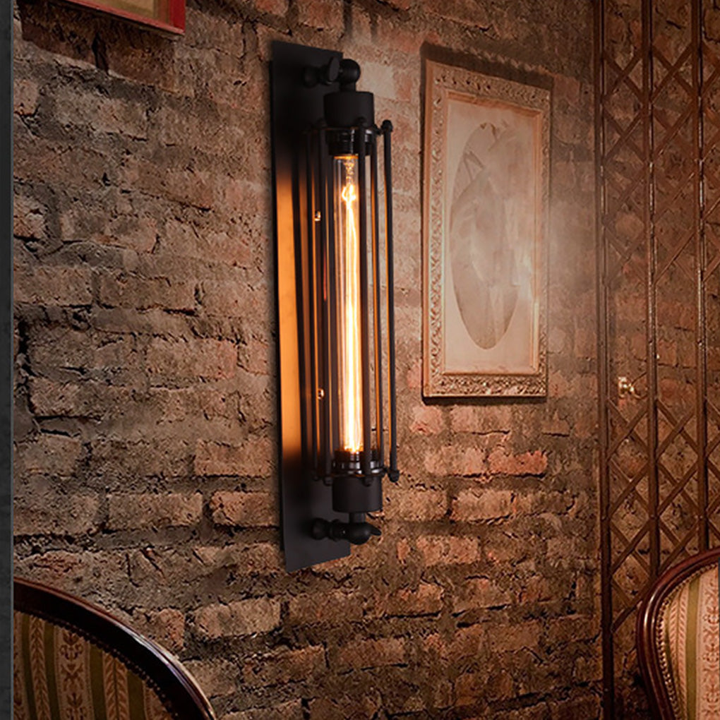 Vintage Industrial Wall Sconce, Black Iron Linear Lamp for Hallways, Bedsides and Exposed-Brick Interiors, Sets of 1 to 30