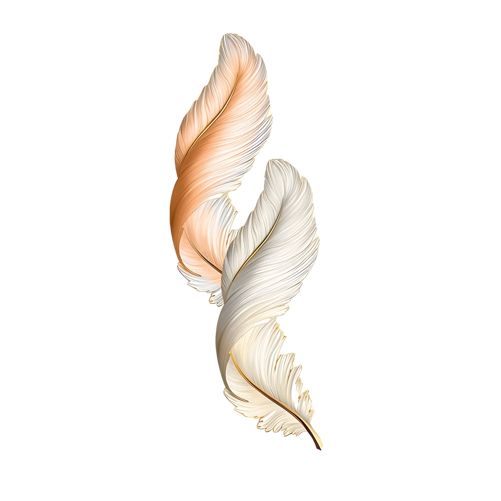 Backlit Feather Wall Art Light, Dimensional Painted LED Wall Lamp for Bedroom and Living Room, Remote Controlled Warm Glow