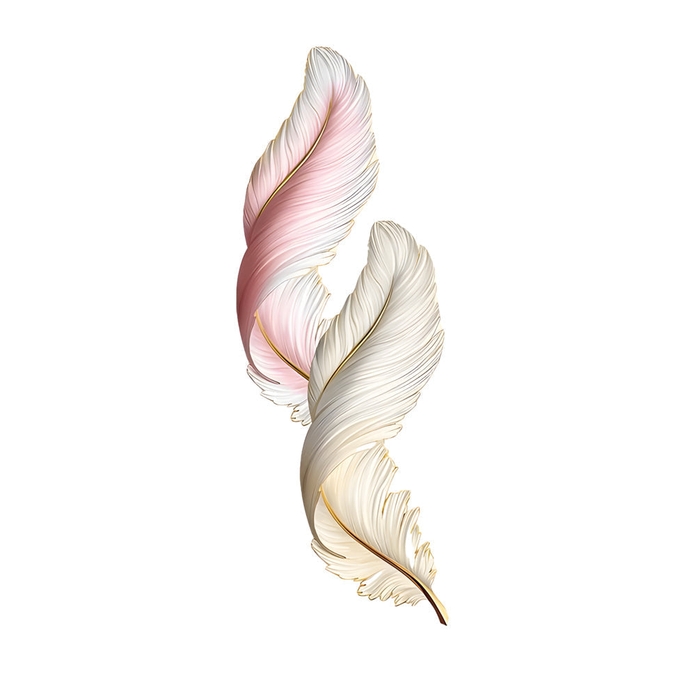 Backlit Feather Wall Art Light, Dimensional Painted LED Wall Lamp for Bedroom and Living Room, Remote Controlled Warm Glow