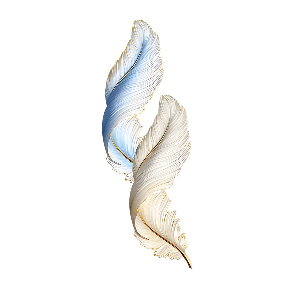 Backlit Feather Wall Art Light, Dimensional Painted LED Wall Lamp for Bedroom and Living Room, Remote Controlled Warm Glow