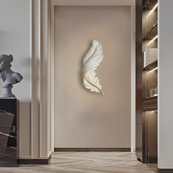Backlit Feather Wall Art Lamp, LED Illuminated Wall Decor with Remote for Living Room and Bedroom, Modern Luxury Light Painting
