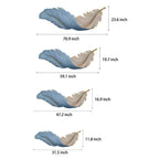 Dimension diagram showing the available sizes of the feather wall lamp